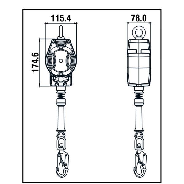 Kratos HELIXON-S Stahldrahtseil, Höhensicherungsgerät 3,5 m