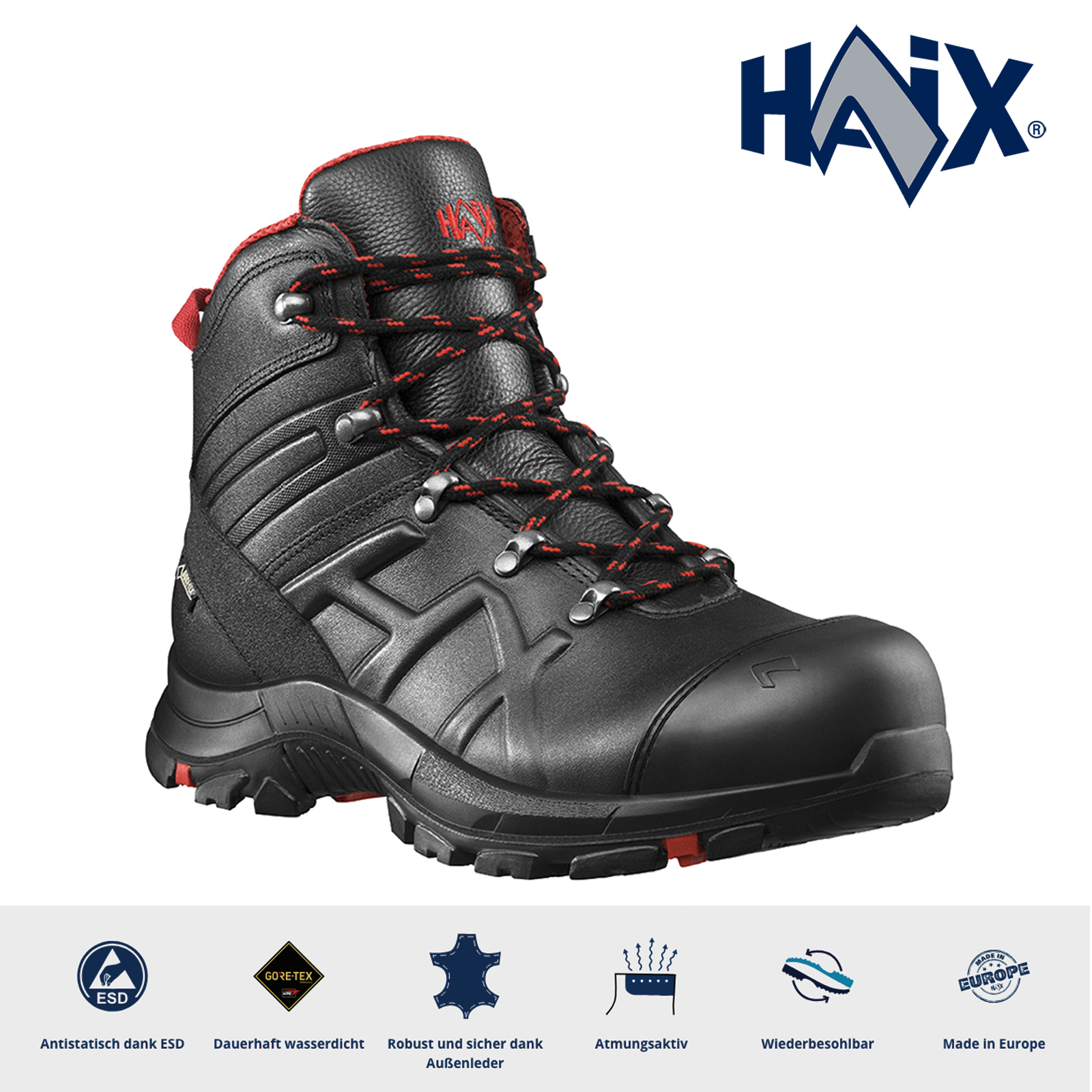 Haix® BLACK EAGLE® Safety 54 Mid S7 – Leder Sicherheitsschuhe