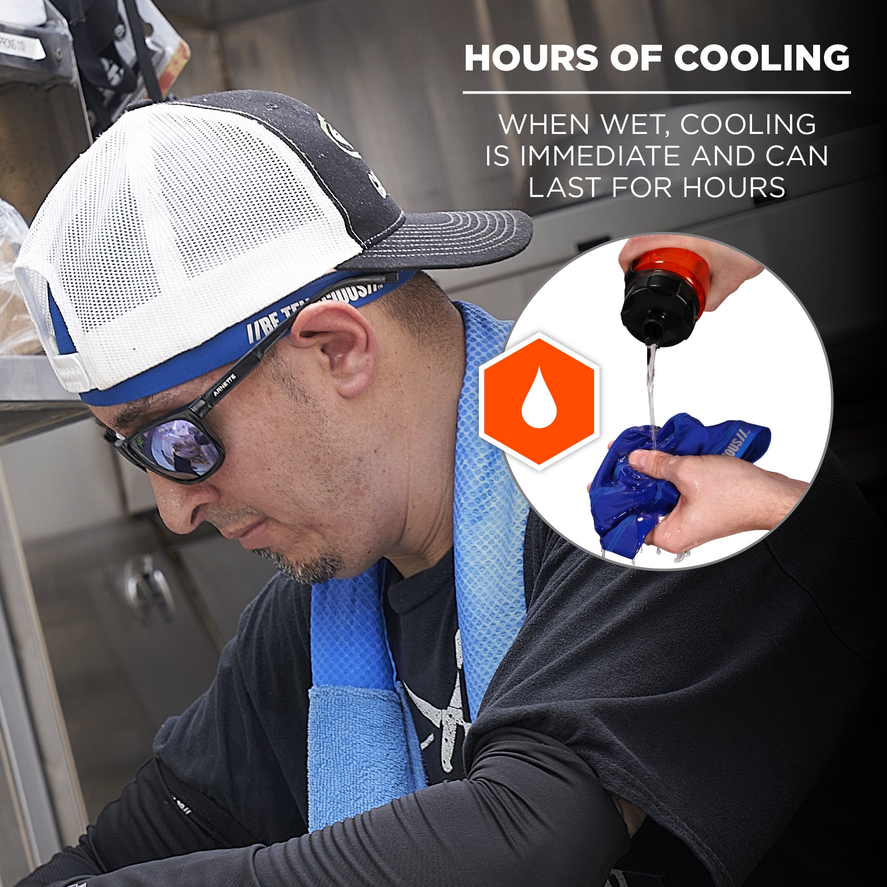 Chill-Its 6632 Kühlmütze | Helm-Unterziehmütze mit UV-Schutz - BLAU – Bild 5