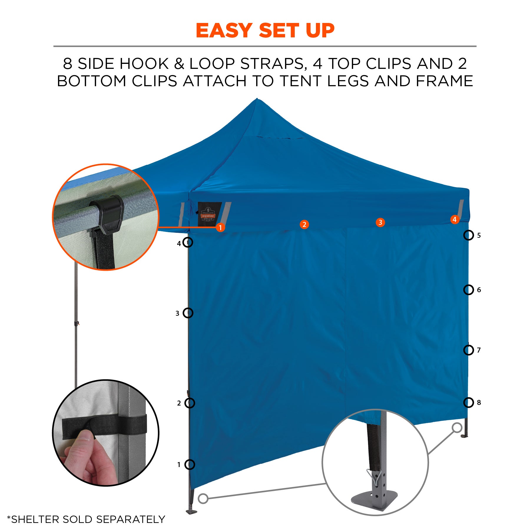 SHAX 6194 Seitenwand 3x3 m blau | Zeltwand für Pop-Up-Zelte wasserdicht – Bild 4