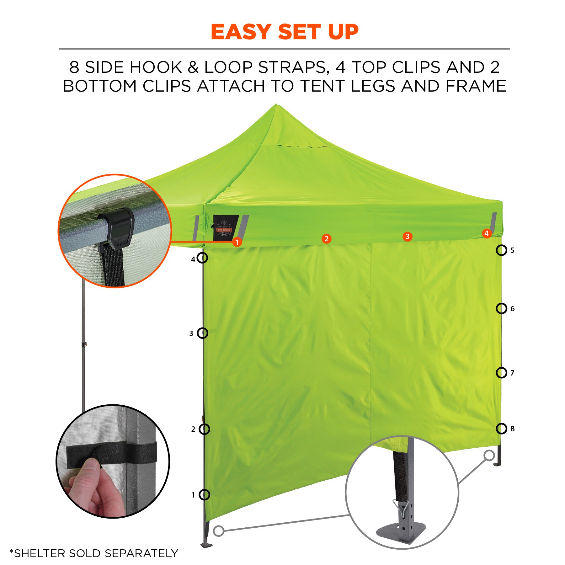 SHAX 6194 Seitenwand 3x3 m lime | Zeltwand für Pop-Up-Zelte wasserdicht – Bild 3